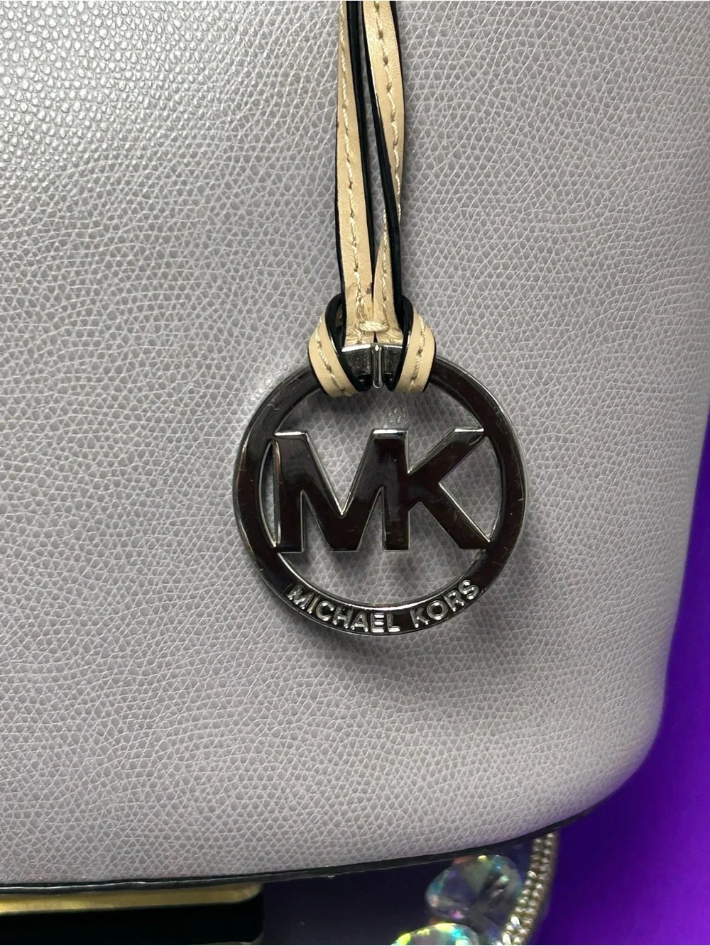 Michael Kors Light Lilac Leather Tote with Beige Straps
